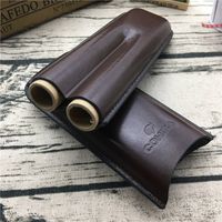 Wholesale Hot sell special style brown color leather traval cigar humidor case can hold cigarette gift box