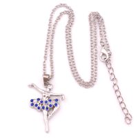 Wholesale Silver Plated Ballet Girl Pendant Crystal Ballet Dance Link Chain Necklace Dancing Sports Jewelry