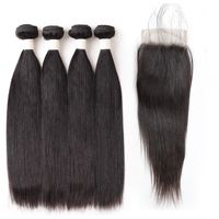 Wholesale Ishow Bundles inch Remy Human Hair Bundles with Closure For Women All Ages A Loose Deep Curly Body Wave Straight Color B Black