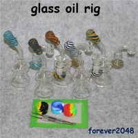Wholesale glass bong water pipes Mini bubbler with quartz banger or bowl glass bongs arms percolator bongs dab rig oil rigs silicone container
