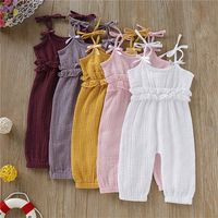 Wholesale Lovely Baby Girl Rompers Newborn Baby Clothes Toddler Flare Sleeve Solid Lace Designer Romper Jumpsuit Breathable One Pieces Onesie D62804