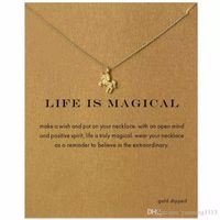 Wholesale Fashion Women NO dogeared LOGO Necklace Unicorn Pendant Short Clavicle Jewelry Gold Silver Chain Animal Necklace Alloy Pendants Necklaces