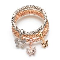 Wholesale Hot Set Crystal Butterful Bracelet Bangle Elastic Heart Bracelets For Women pulseira masculina BB148