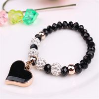 Wholesale Romantic Vintage Bracelets for Women Heart Pendant Bracelets with Bling Crystal Beads Fit Pan Bracelets Jewelry