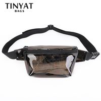 Wholesale Waist Bags TINYAT Summer Women Bag PVC Black Waterproof Jelly Belt For Girl Walk Casual Fanny Pack