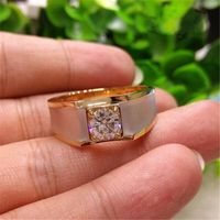 Wholesale Size Classical Simple Fashion Jewelry Solitaire Sterling Silver Gold Fill Round Cut Topaz CZ Diamond Wedding Men Band Finger Ring