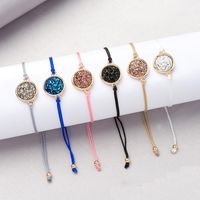 Wholesale Round Crystal Cluster Charm Bracelet For Women Adjustable Color Rope Chain Alloy Beads Cuff Bracelet Fashion Jewelry Accessories