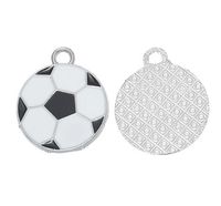 Wholesale Silver Tone Enamel Football Soccer Sport Charm Pendants x19mm quot x6 quot B20468