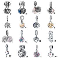 Wholesale New Family Tree of Life craft Beads Charms Big Hole Loose Spacer Crystal Heart Pendant For bracelet Necklace Fashion Jewelry Making