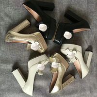 Wholesale Classic cowhide designer high heels Sexy Bar Banquet Princess Wedding Shoes Super high heel shoes metal buckle luxury Leather woman shoes