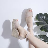 Wholesale Women s sandals summer new Europe large size fish mouth wedges with a word buckle with women s shoes