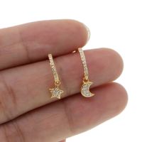 Wholesale star charm sterling silver earring High quality minimal dainty delicate tiny moon star drop cute girl gift silver jewelry