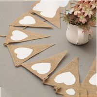 Wholesale Triangle Flag Burlap Banner Christmas Decoration for booth Birthday Graduation Country Wedding Baby Camping Theme Party Decoration Banner