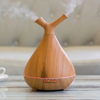 Wholesale 400ml Electric Aroma Air Diffuser Wood Grain Ultrasonic LED Humidifier Essential Oil Aroma Branch Shaped Essential Oil Diffusers DH1196 T03