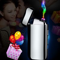 Wholesale creative Fashion luxury patent Plasma dual arc Electronic USB Rechargeable cigarette Lighter windproof touch control power display A68828