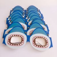 Wholesale 12pcs set Blue Ocean Shark Paper Glasses Mask Photo Booth Props for Kids Birthday Party Decoration Photobooth Props Kids Toys