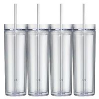 Wholesale 16oz Skinny Tumbler With Lid Straw Water Bottle Acrylic Blank Slim Cup Tall Coffee Mug Plastic kettle