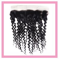 Wholesale Brazilian Virgin Hair X4 Lace Frontal Deep Wave inch Curly Natural Color By frontal