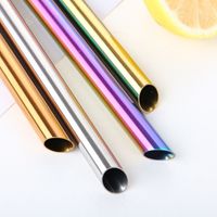 Wholesale Smooth and pointed end mm bubble tea drinking straw reusable metal straws stainless steel straw cocktail party straws