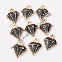 Wholesale DIY Diamond Charms White Color Enamel Gold Plated Diamond Charms Pendant for Unique Jewelry Making Findings