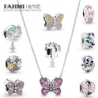 Wholesale FAHMI Sterling Silver Spring Preview Dazzling Pink Butterfly Beaded Necklace Clip Spacer Launched in succession