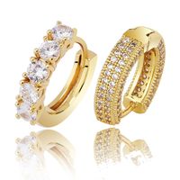 Wholesale 18K Real Gold White Gold Full Cubic Zirconia Iced Out Diamond Unisex Hoop Earring Brand Fashion Rapper Jewelry Birthday Gifts for Men Women