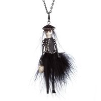 Wholesale New Party Halloween Skull Head Necklace Black Red Feather Dress design Doll Pendant Long Chain Necklace Fashion Jewelry