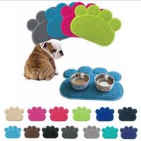 Wholesale 14 Colors Dog Puppy Paw Shape Placemat Pet Cat Dish Bowl Feeding Food PVC Mat Wipe Clean LJA469