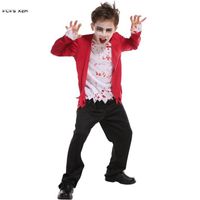 Kids Vampire Horror Blood Teeth Halloween Costume Smock Flared Swing Mini Dress