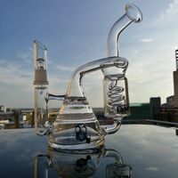 Wholesale glass bong recycler dab rig water pipes inch honeycomb percolator glass bubbler heady Pipe