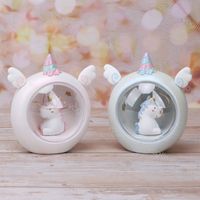 Wholesale Night Light Cartoon Blue Pink Unicorn Resin Warm White K Indoor Lighting For Valentine s Day Gift Home Decoration DHL