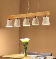 Wholesale Modern Pendant Lights Wood LED Kitchen Lights LED Lamp Dining Room Hanging Ceiling Lamps Makaron Japanese Lighting Fixtures for Long Table