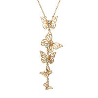 Wholesale Personalized Crystal Butterfly Necklace Gold Silver Hallow Sweater Chain Necklace for Girls Fashion Women Necklaces Animals Charm Jewelry