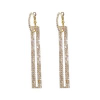 Wholesale Fashion Long Geometric Drop Earrings Luxury Gold Silver Color Rectangle Rhinestone Earring for Women Party Jewelry Gift