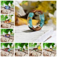 Wholesale 2020 Hot Sale Handmade Wood Resin Ring Dried Flowers Plants Inside Jewelry Resin Ring Transparent Anniversary Ring for Women