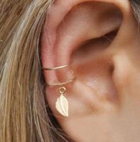 Wholesale 5Pcs Set fashion Ear Cuffs Gold Leaf Ear Cuff Clip Earrings for women Climbers No Piercing Fake Cartilage Earring