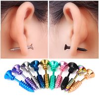 Wholesale New Hypoallergenic Stainless steel Stud Earrings For women screw Piercing Ear Rings Ladies Fashion Punk Halloween Jewelry Gift in Bulk