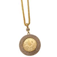 Wholesale islam muslim Ottoman Turkish coins jewelry Arab Coin Gold Color Turkey Coins crystal Pendant Necklace