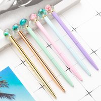 Wholesale fashion design metal twist pen creative decorative dry flower ball point pen ins mild pastel colors cute pretty pen for girl