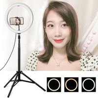 10.2 inch USB 3 Modes Dimmable Dual Phone Brackets LED Ring Vlogging Video Light Kits with 1.65m Adjustable Tripod Stand and Phone Clamp for Live Stream Makeup YouTube Video PULUZ Ring Light Kit