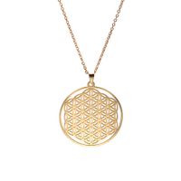 Wholesale 2020 Latest Stainless Steel Flower of Life Pendant Trendy Gold Plated Sacred Geometry Clavicle Necklace Women Jewelry
