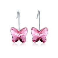 Wholesale Butterfly hook earrings for women fashion jewelry pink blue crystal animal shape diamond earrings gold jewellery for women