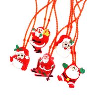Wholesale 2018 LED Christmas Light Up Flashing Necklace Children Kids Glow up Cartoon Santa Claus Pendant Party Xmas Dress Decorations Gifts XD20055