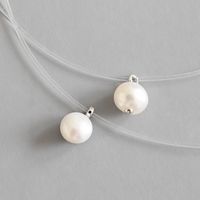 Wholesale Fashion Sterling Silver Invisible Fish Line White Freshwater Pearl Pendant Necklace For Women Classic Pearl Choker Necklaces Collier