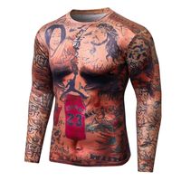 Wholesale Mens Compression T Shirt Bodybuilding Tight Long Sleeves Quick Dry Tattoo Clothing T Shirt Workout Fitness Sportswear Tops Tee