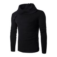 Wholesale New Warm Slim fit Turtleneck Heaps Collar Knit Pullover Mens Sweater Men Black Grey cotton sweaters coat