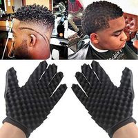 Wholesale Magic Hair Curling Sponge Gloves Barbers Styling Tool Black Small Holes Twist Wave Curl Brush Single Side For Right Hand