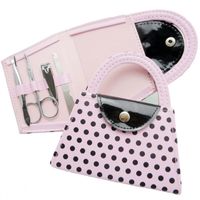 Wholesale Wedding Favors Pink Polka Dot Purse Manicure Set Bridal Shower Gift Pedicure Kit For Guest LX7405