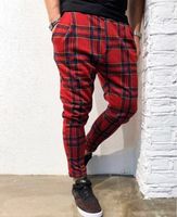 Wholesale Mens Plaid Print Casual Pants Slim Fit Casual Pencil Pants Male Fashion Designer Pants