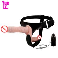 Wholesale YUELV Multi speed Strapon Dildo Vibrator Strap Ons Artificial Penis With Anal Dildo Wearable Strap on Sex Toys For Lesbian Women Sex Product